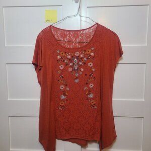 Coral Flower Ladies top by CATO Women Sz 22/24W